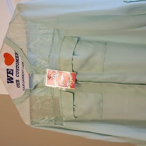 Candie's mint green lace button down